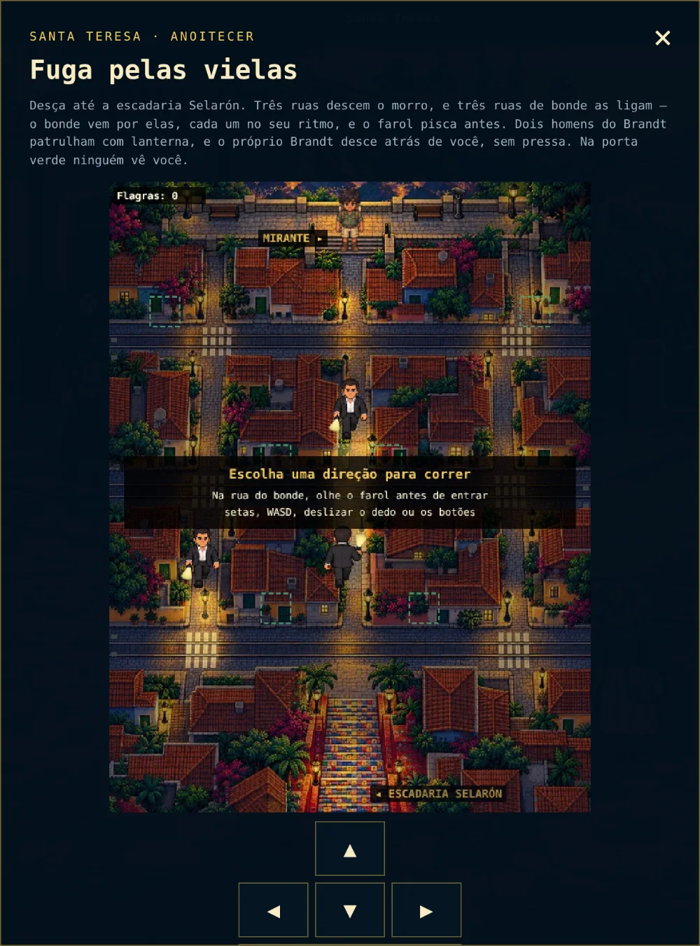 Desafio Fuga pelas vielas: o mapa noturno de Santa Teresa, com lanternas e trilhos de bonde